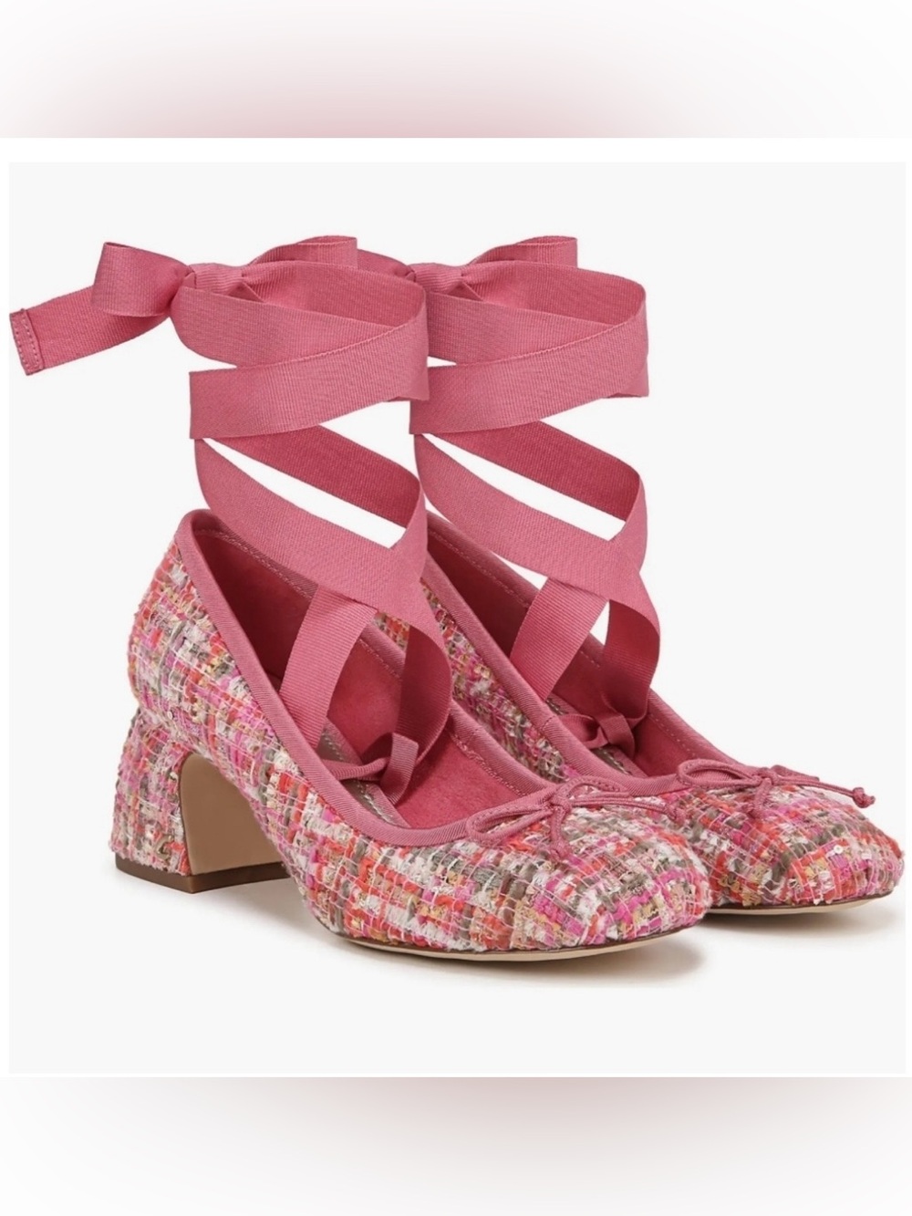 Circus By Sam Edelman Della Ankle Wrap Pump Size 9.5 Pink Multi Block Heel